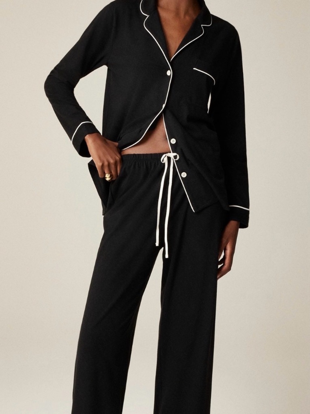 J. Crew Dreamy Cotton Black Pajama Set - Women XS NWT